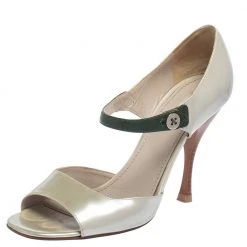 Marc Jacobs Pearl White Patent Leather Peep Toe Sandals Size 40 For Women