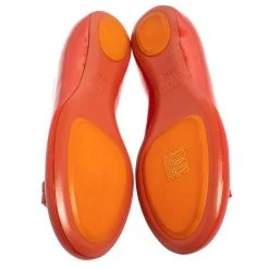 Marc Jacobs Orange Patent Leather Embellished Bow Ballet Flats Size 37.5 For Women -Cheap Marc Jacobs Store luxury women marc jacobs used shoes p421864 003
