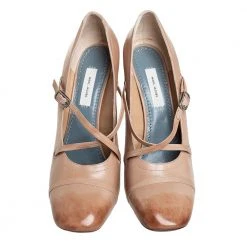 Marc Jacobs Beige Leather Mary Jane Pumps Size 39 For Women -Cheap Marc Jacobs Store luxury women marc jacobs used shoes p422174 006