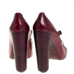 Marc Jacobs Burgundy Leather Mary Jane Pumps Size 38.5 For Women -Cheap Marc Jacobs Store luxury women marc jacobs used shoes p422270 001