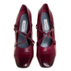 Marc Jacobs Burgundy Leather Mary Jane Pumps Size 38.5 For Women -Cheap Marc Jacobs Store luxury women marc jacobs used shoes p422270 003
