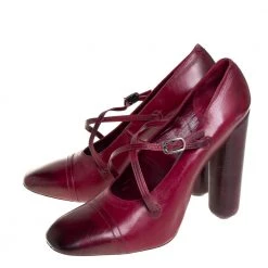 Marc Jacobs Burgundy Leather Mary Jane Pumps Size 38.5 For Women -Cheap Marc Jacobs Store luxury women marc jacobs used shoes p422270 007