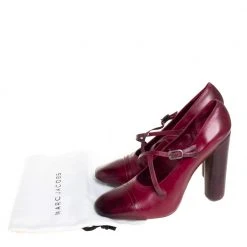 Marc Jacobs Burgundy Leather Mary Jane Pumps Size 38.5 For Women -Cheap Marc Jacobs Store luxury women marc jacobs used shoes p422270 008