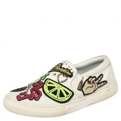 Marc Jacobs Off White Canvas Embellishment Low Top Sneakers Size 36 For Women