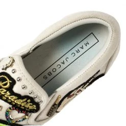 Marc Jacobs Off White Canvas Embellishment Low Top Sneakers Size 36 For Women -Cheap Marc Jacobs Store luxury women marc jacobs used shoes p434834 008