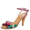 Marc Jacobs Multicolor Canvas And Leather Ankle Strap Sandals Size 39 For Women