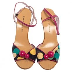 Marc Jacobs Multicolor Canvas And Leather Ankle Strap Sandals Size 39 For Women -Cheap Marc Jacobs Store luxury women marc jacobs used shoes p491890 006