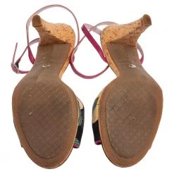 Marc Jacobs Multicolor Canvas And Leather Ankle Strap Sandals Size 39 For Women -Cheap Marc Jacobs Store luxury women marc jacobs used shoes p491890 008