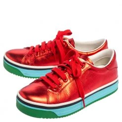Marc Jacobs Metallic Red Leather Low Top Sneakers Size 37 For Women -Cheap Marc Jacobs Store luxury women marc jacobs used shoes p493621 001