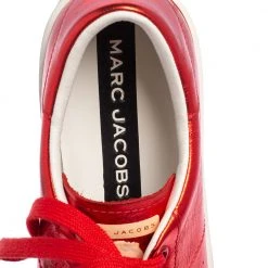 Marc Jacobs Metallic Red Leather Low Top Sneakers Size 37 For Women -Cheap Marc Jacobs Store luxury women marc jacobs used shoes p493621 005
