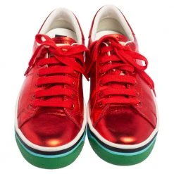 Marc Jacobs Metallic Red Leather Low Top Sneakers Size 37 For Women -Cheap Marc Jacobs Store luxury women marc jacobs used shoes p493621 008
