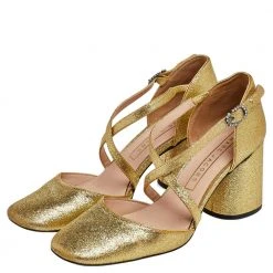 Marc Jacobs Gold Glitter Ankle Strap Sandals Size 36.5 For Women -Cheap Marc Jacobs Store luxury women marc jacobs used shoes p495277 003