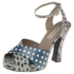 Marc Jacobs Multicolor Python Leather Ankle Strap Sandals Size 35.5 For Women