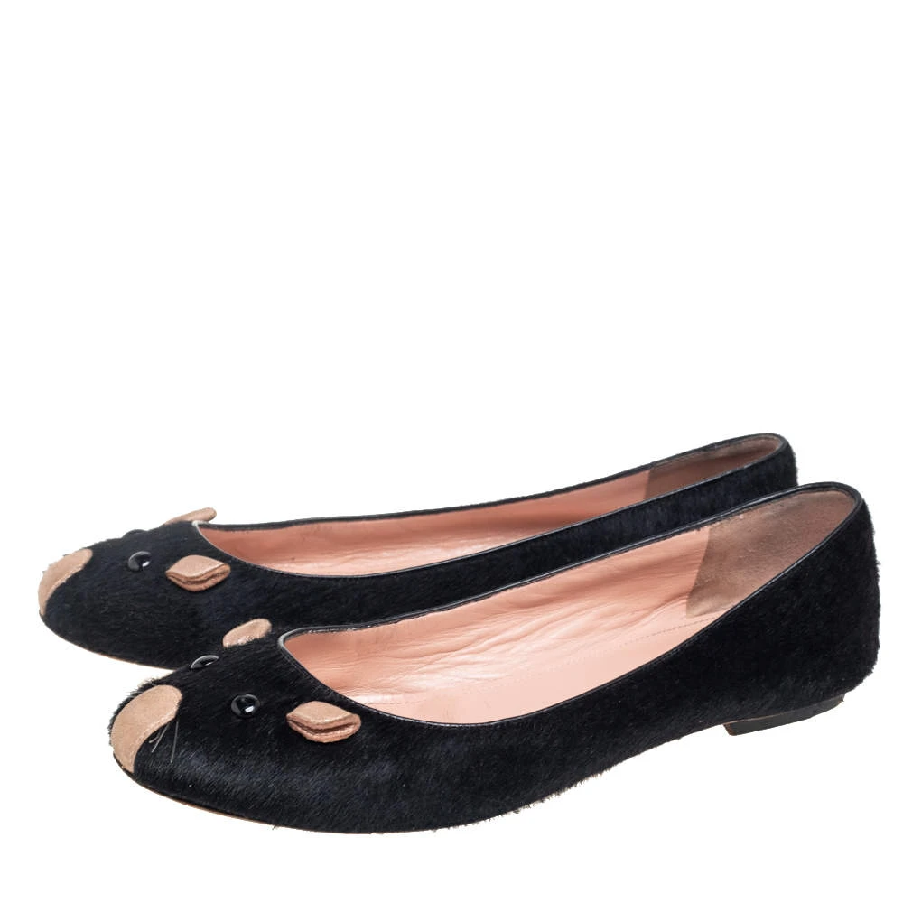 Marc Jacobs Black Calf Hair Mouse Ballet Flats Size 38.5 For Women 4 Marc Jacobs Black Calf Hair Mouse Ballet Flats Size 38.5 For Women - Image 4
