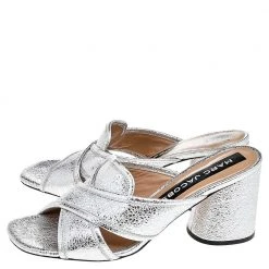 Marc Jacobs Metallic Silver Crackle Leather Criss Cross Slide Sandals Size 39 For Women 11 Marc Jacobs Metallic Silver Crackle Leather Criss Cross Slide Sandals Size 39 For Women -Cheap Marc Jacobs Store luxury women marc jacobs used shoes p519762 008