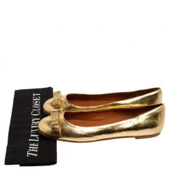 Marc Jacobs Gold Leather Bow Ballet Flats Size 37 For Women -Cheap Marc Jacobs Store luxury women marc jacobs used shoes p526941 001