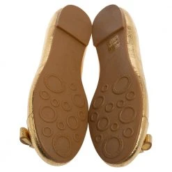 Marc Jacobs Gold Leather Bow Ballet Flats Size 37 For Women -Cheap Marc Jacobs Store luxury women marc jacobs used shoes p526941 006