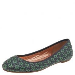 Marc Jacobs Green/Black Braided Leather Ballet Flats Size 38 For Women