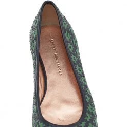 Marc Jacobs Green/Black Braided Leather Ballet Flats Size 38 For Women -Cheap Marc Jacobs Store luxury women marc jacobs used shoes p551400 006