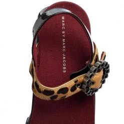 Marc By Marc Jacobs Beige Leopard Print Calf Hair And Patent Leather Ninja Wave Platform Sandals Size 39 For Women -Cheap Marc Jacobs Store luxury women marc jacobs used shoes p554676 004