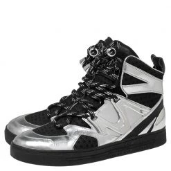 Marc Jacobs Silver/Black Leather And Mesh High Top Sneakers Size 38 For Women -Cheap Marc Jacobs Store luxury women marc jacobs used shoes p577661 001