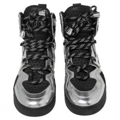 Marc Jacobs Silver/Black Leather And Mesh High Top Sneakers Size 38 For Women -Cheap Marc Jacobs Store luxury women marc jacobs used shoes p577661 004