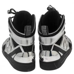 Marc Jacobs Silver/Black Leather And Mesh High Top Sneakers Size 38 For Women -Cheap Marc Jacobs Store luxury women marc jacobs used shoes p577661 005