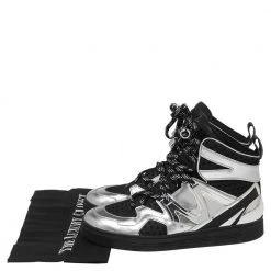 Marc Jacobs Silver/Black Leather And Mesh High Top Sneakers Size 38 For Women -Cheap Marc Jacobs Store luxury women marc jacobs used shoes p577661 009