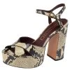 Marc Jacobs Black/Beige Python Embossed Leather Criss Crss Platform Ankle Strap Size 36 For Women