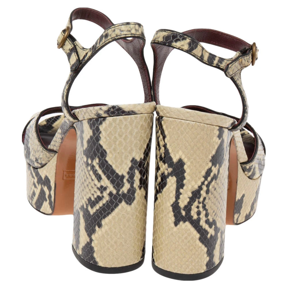 Marc Jacobs Black/Beige Python Embossed Leather Criss Crss Platform Ankle Strap Size 36 For Women 5 Marc Jacobs Black/Beige Python Embossed Leather Criss Crss Platform Ankle Strap Size 36 For Women - Image 5