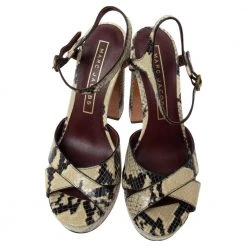 Marc Jacobs Black/Beige Python Embossed Leather Criss Crss Platform Ankle Strap Size 36 For Women 14 Marc Jacobs Black/Beige Python Embossed Leather Criss Crss Platform Ankle Strap Size 36 For Women -Cheap Marc Jacobs Store luxury women marc jacobs used shoes p595181 008