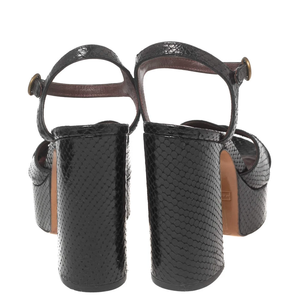 Marc Jacobs Black Python Embossed Leather Ankle Strap Sandals Size 36 For Women 5 Marc Jacobs Black Python Embossed Leather Ankle Strap Sandals Size 36 For Women - Image 5