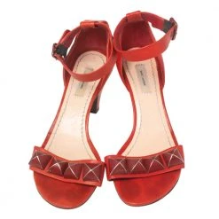 Marc Jacobs Red Leather Studded Ankle Strap Sandals Size 37 For Women -Cheap Marc Jacobs Store luxury women marc jacobs used shoes p599680 007