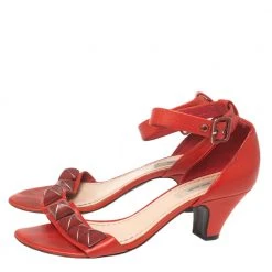 Marc Jacobs Red Leather Studded Ankle Strap Sandals Size 37 For Women -Cheap Marc Jacobs Store luxury women marc jacobs used shoes p599680 008