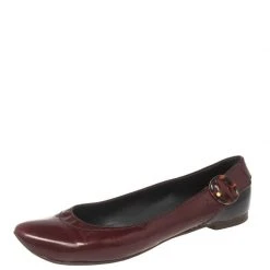 Marc Jacobs Burgundy Patent Ballet Flats Size 37 For Women