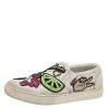 Marc Jacobs White Canvas Patches And Embellished Mercer Slip On Sneakers Size 38 For Women