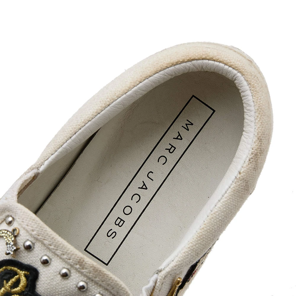 Marc Jacobs White Canvas Patches And Embellished Mercer Slip On Sneakers Size 38 For Women 7 Marc Jacobs White Canvas Patches And Embellished Mercer Slip On Sneakers Size 38 For Women - Image 7