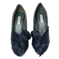 Marc Jacobs Navy Blue Python Leather Bow Pumps Size 39.5 For Women -Cheap Marc Jacobs Store luxury women marc jacobs used shoes p617514 005