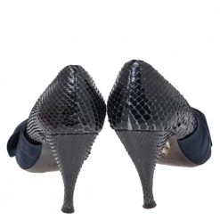 Marc Jacobs Navy Blue Python Leather Bow Pumps Size 39.5 For Women -Cheap Marc Jacobs Store luxury women marc jacobs used shoes p617514 006