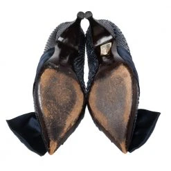 Marc Jacobs Navy Blue Python Leather Bow Pumps Size 39.5 For Women -Cheap Marc Jacobs Store luxury women marc jacobs used shoes p617514 007