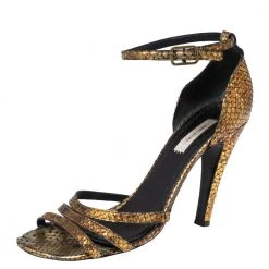 Marc Jacobs Metallic Gold Python Ankle Strap Sandals Size 39 For Women