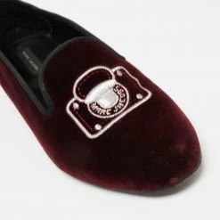 Marc Jacobs Burgundy Velvet Embroidered Smoking Slippers Size 36 For Women -Cheap Marc Jacobs Store luxury women marc jacobs used shoes p655722 004