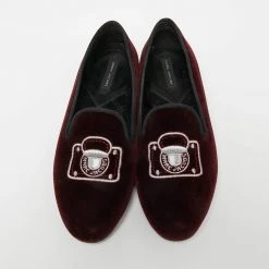 Marc Jacobs Burgundy Velvet Embroidered Smoking Slippers Size 36 For Women -Cheap Marc Jacobs Store luxury women marc jacobs used shoes p655722 008
