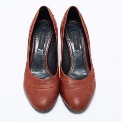 Marc Jacobs Brown Leather Round Toe Pumps Size 36.5 For Women -Cheap Marc Jacobs Store luxury women marc jacobs used shoes p661390 004