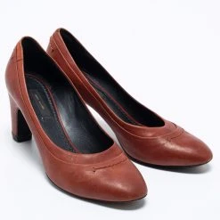 Marc Jacobs Brown Leather Round Toe Pumps Size 36.5 For Women -Cheap Marc Jacobs Store luxury women marc jacobs used shoes p661390 006
