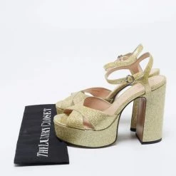 Marc Jacobs Metallic Gold Patent Leather Lust Platform Block Heel Ankle Strap Sandals Size 37 For Women -Cheap Marc Jacobs Store luxury women marc jacobs used shoes p673481 1657612044 004