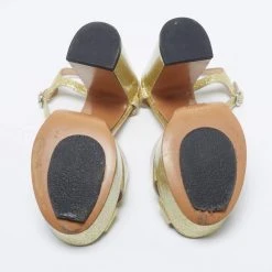 Marc Jacobs Metallic Gold Patent Leather Lust Platform Block Heel Ankle Strap Sandals Size 37 For Women -Cheap Marc Jacobs Store luxury women marc jacobs used shoes p673481 1657612050 006