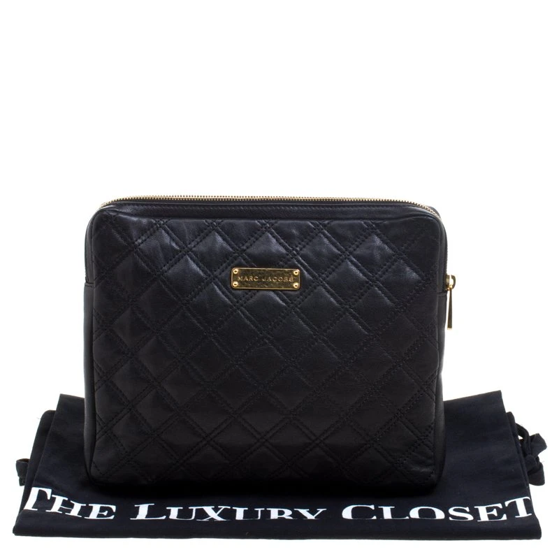 Marc Jacobs Black Quilted Leather Clutch For Women 9 Marc Jacobs Black Quilted Leather Clutch For Women - Image 9