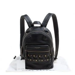 Marc Jacobs Black Leather Grommet Biker Backpack For Women -Cheap Marc Jacobs Store luxury women marc jacobs used travel p153555 0009