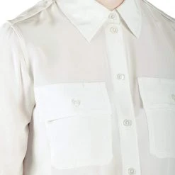 Marc Jacobs Ivory Silk Epaulette Detail Button Front Shirt M For Women -Cheap Marc Jacobs Store luxury women used clothes p205984 003